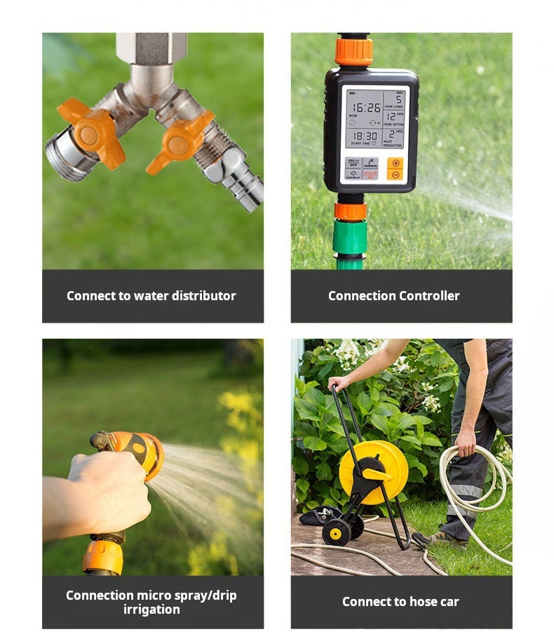 Robinet d'arrosage multifonction 1 en 2 pour machine à laver, jardin, pelouse, dents externes de 20 mm (rouge) - 7