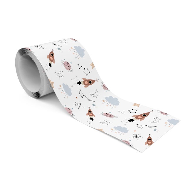 Bande Décorative auto-adhésif Nuages Étoiles Planètes Pour Chambre Enfants 10cm x 300cm