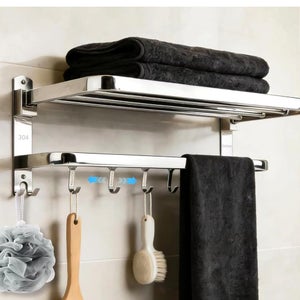 Porte-serviettes mural rétractable 50-90 cm en acier inoxydable brillant perforé Porte-serviettes de bain à deux bras avec crochets Montage mural pour salle de bain, cuisine, toilettes (2 niveaux Porte-serviettes mural rétractable 50-90 cm en acier inoxydable brillant perforé Porte-serviettes de bain à deux bras avec crochets Montage mural pour salle de bain, cuisine, toilettes (2 niveaux