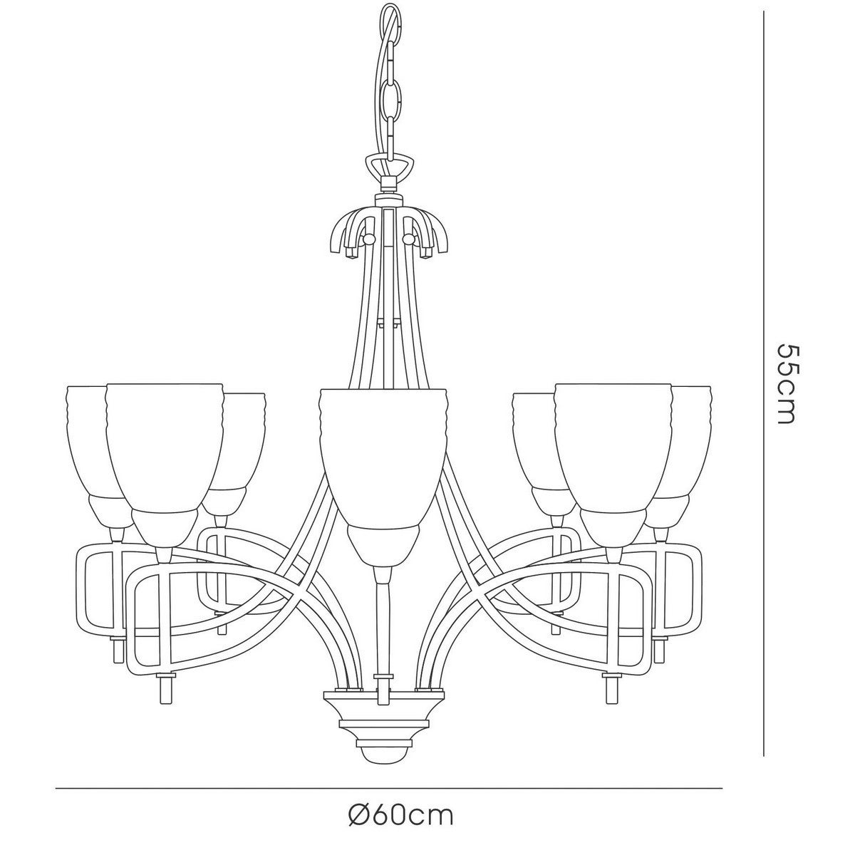 Suspension Ortona 8 Ampoules marron/verre opal - 3