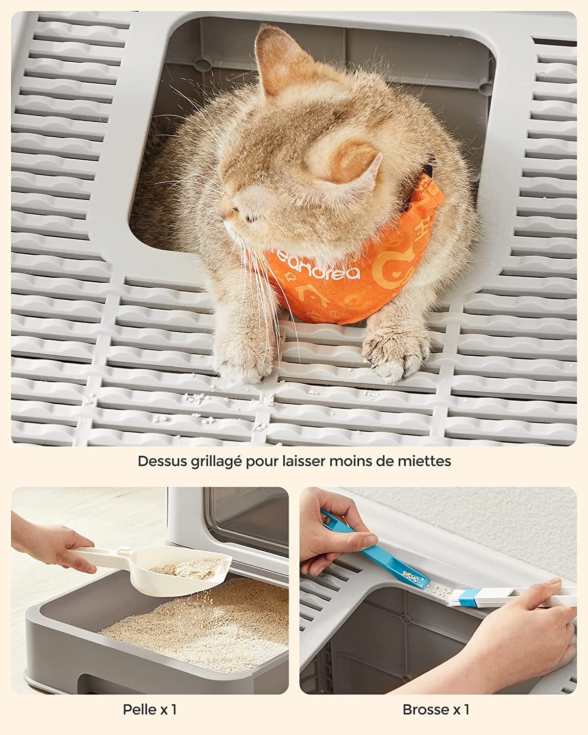 Bac À Litière Fermé Pour Chat, Maison De Toilette, Plateau Amovible, Capacité De Charge 15 Kg - 4