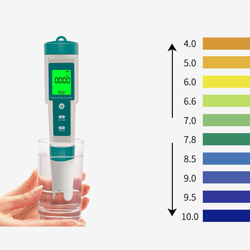 Stylo de test de qualité de l'eau multifonctionnel sept en un, blanc et vert (rétroéclairage, avec batterie) - 9