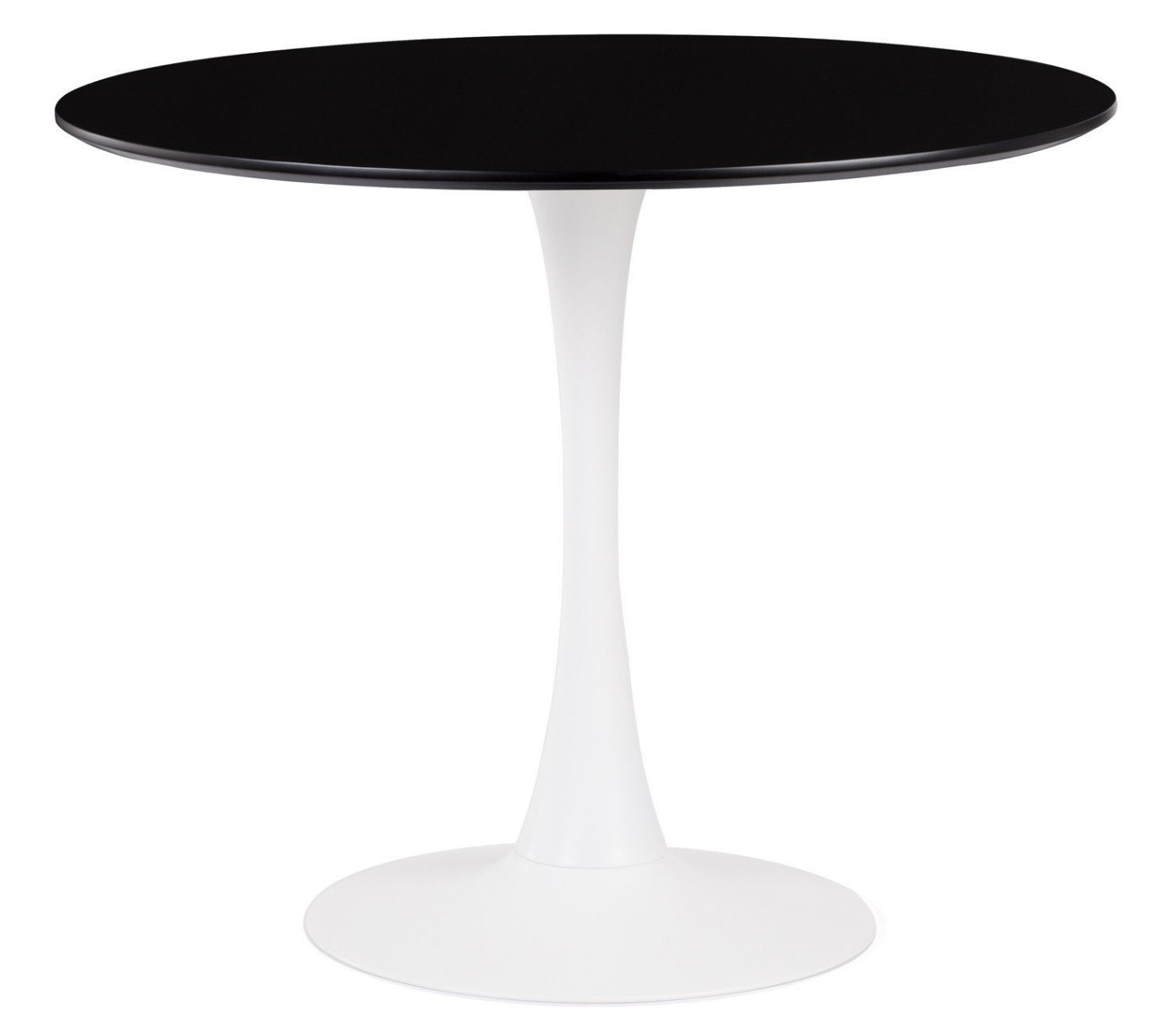 Table ronde moderne bois noir et pied métal blanc Tulipa 120cm | Leroy ...