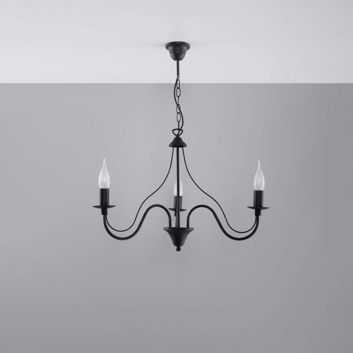 Żyrandol VIVOW 3 czarny LED 4000K - 60x60x80cm Sollux