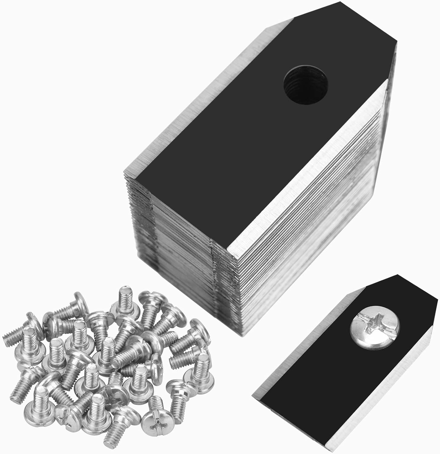 Opakowanie 30 uniwersalnych wymiennych ostrzy tytanowych + 30 śrub do kosiarek automatycznych (3 g - 0,75 mm) - czarne