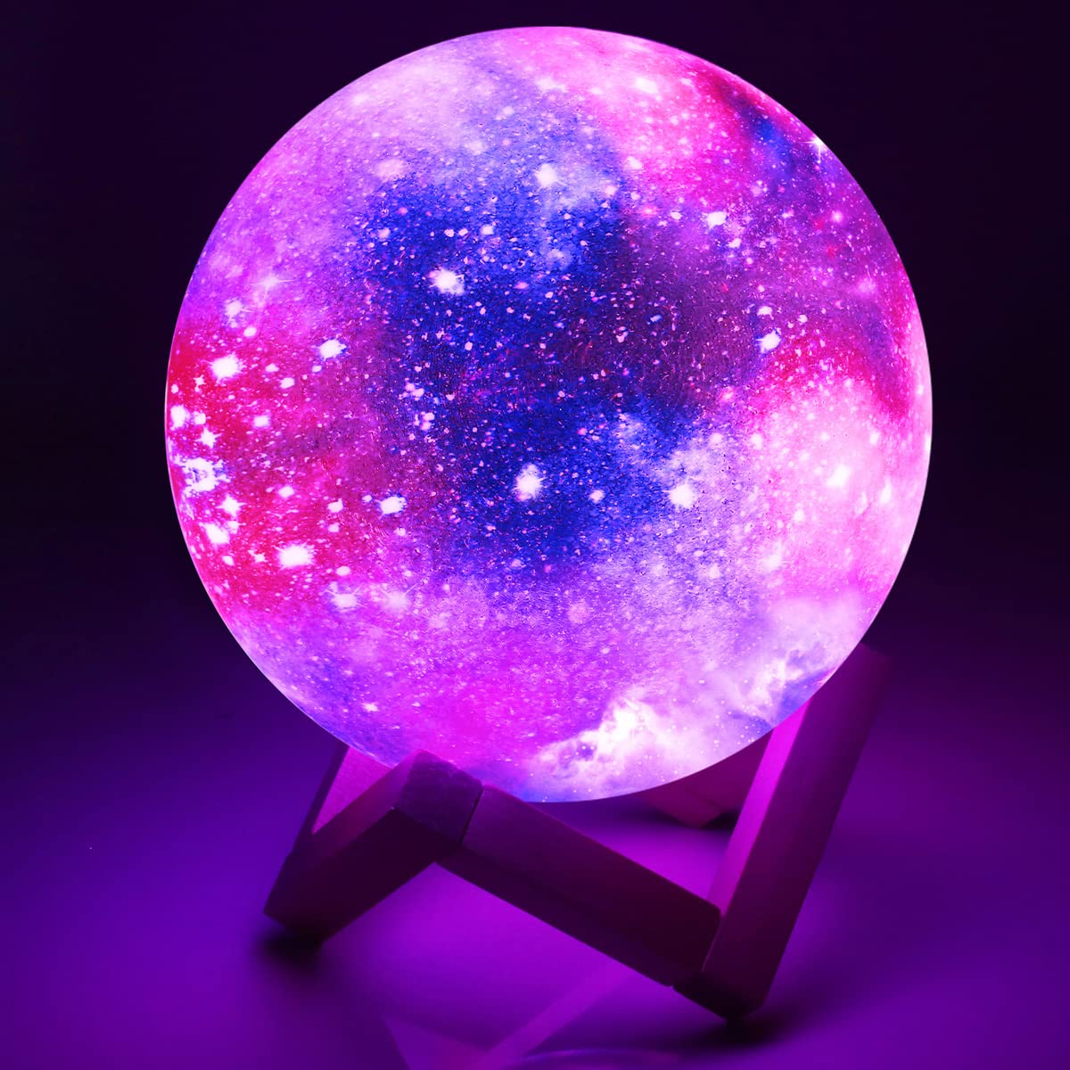 Luce notturna a forma di luna 3D da 12 cm, 16 colori LED RGB, luce notturna a forma di luna stellata, decorazione per camera da letto, luce d'atmosf | Leroy Merlin