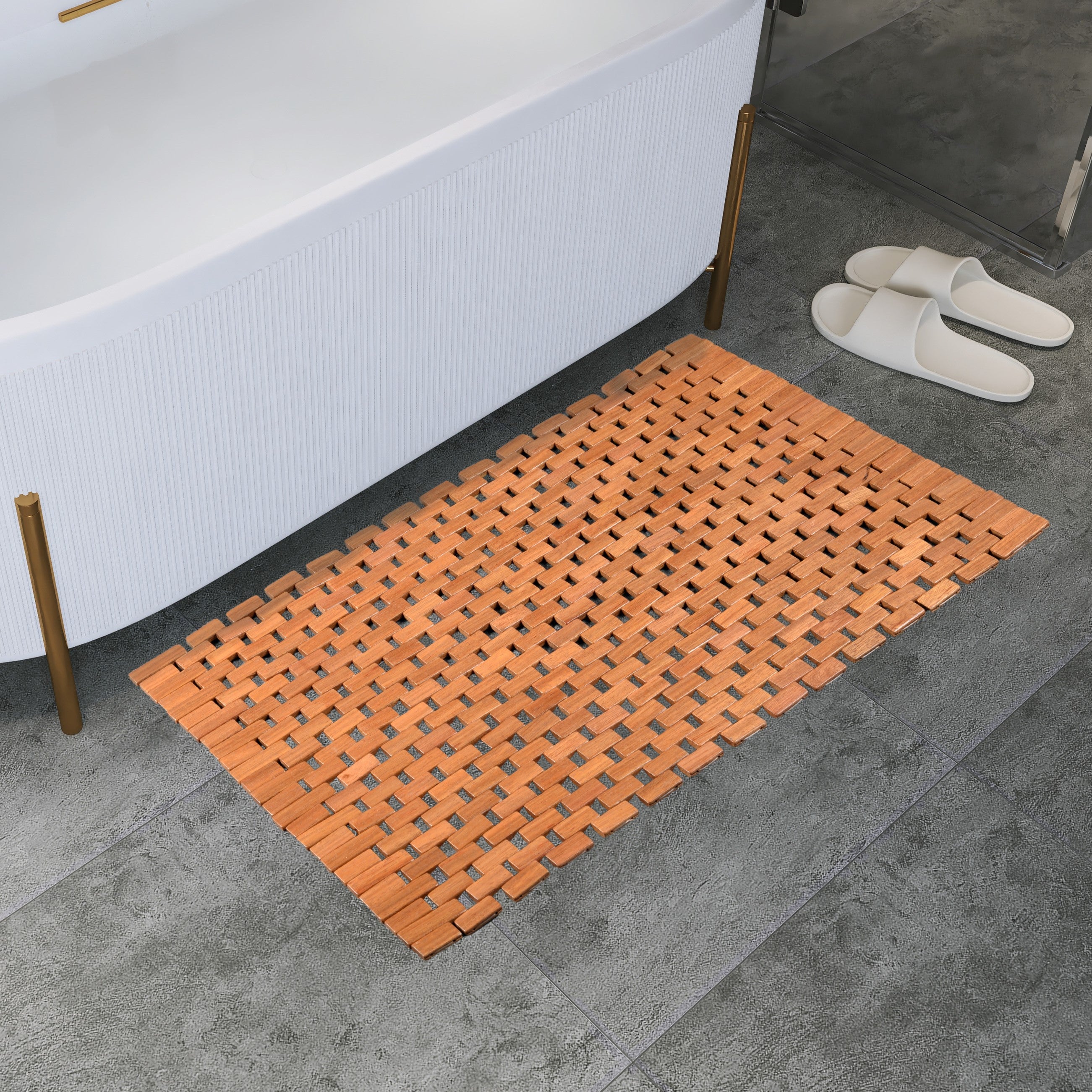 Tapis De Douche Antidérapant : 60 X 60 Cm Avec Trous De Drainage