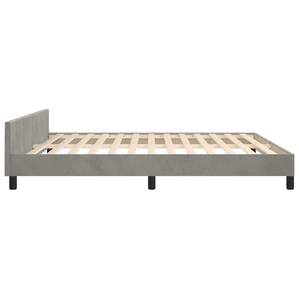 Cadre de lit sans matelas gris clair 180 x 200 cm velours - 6