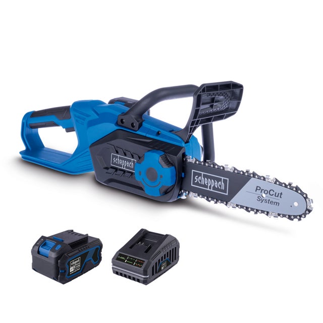 Scheppach Tronçonneuse sans fil C-CS254-X SET L - 20V - longueur du guide 25,4 cm - longueur de coupe max 20 cm - batterie 4Ah + chargeur inclus