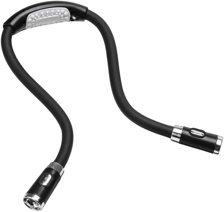 4 regulowane poziomy jasności, czarna lampka do czytania książek w łóżku, lampka do czytania na szyję, bez użycia rąk, 4 diody LED, lampka na szyję p