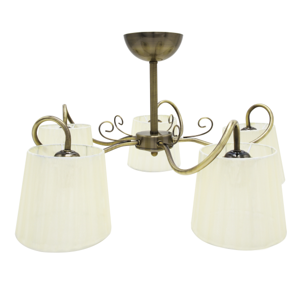 Lampe de 5 lumières modèle CUZCO cuir satiné avec écran FABRILAMP - 2