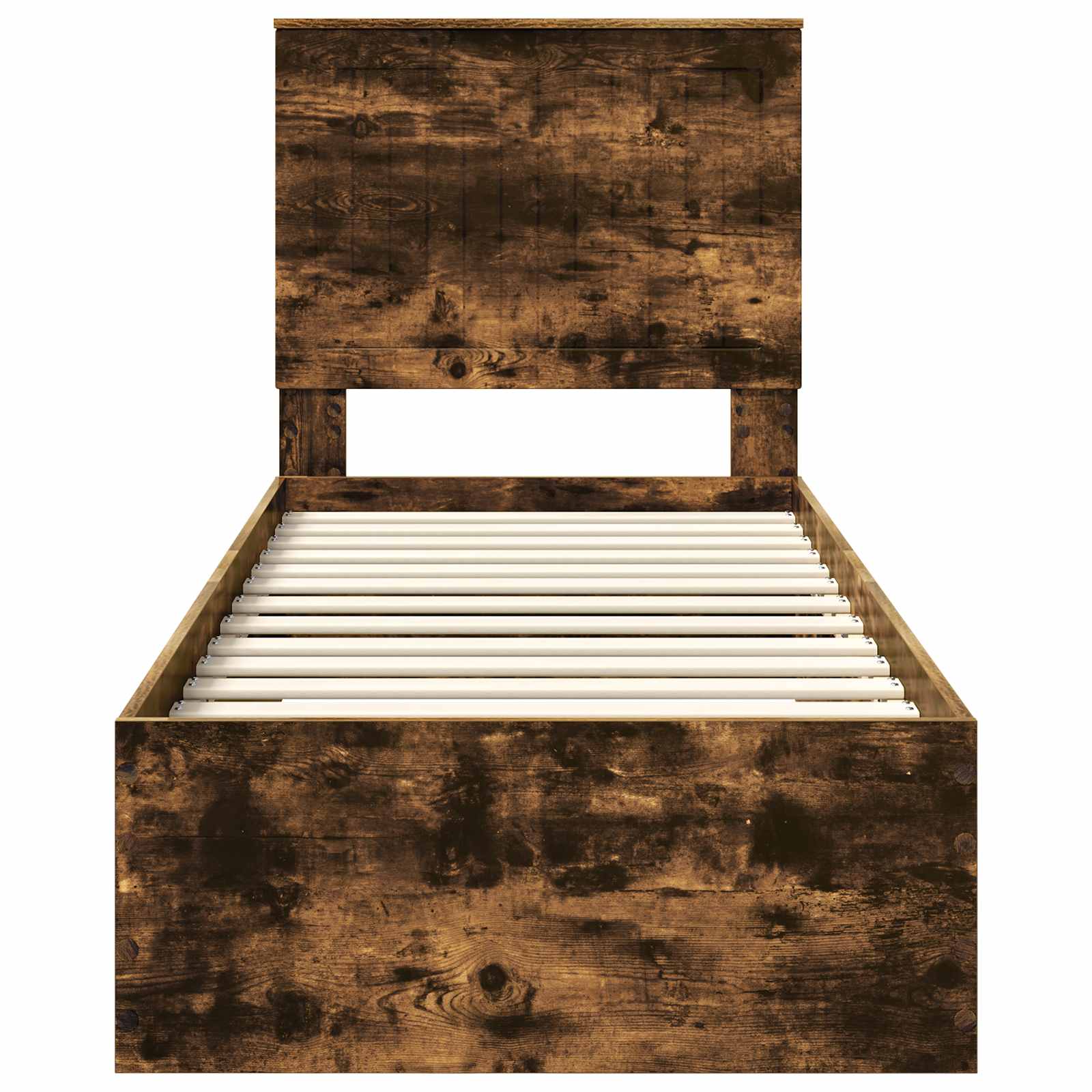 Cadre de lit chêne fumé et argent, panneau de bois, pour la chambre, 70 × 190 cm - 7