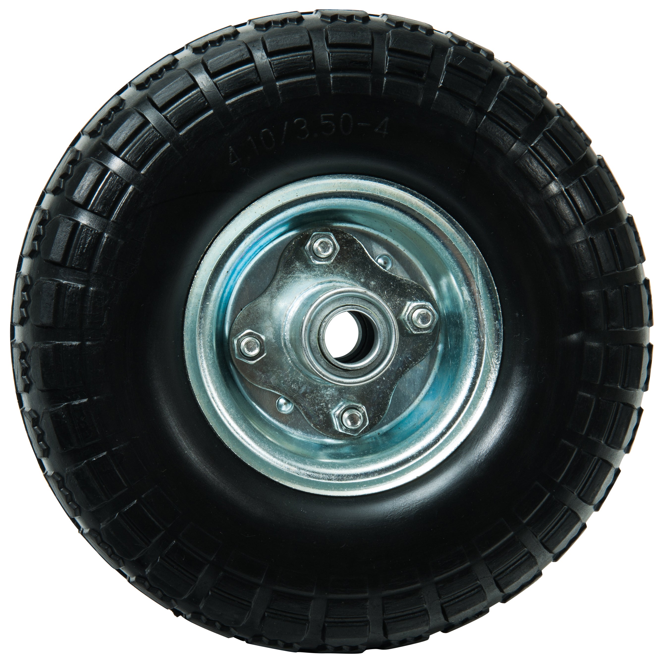 MOOVMOOV Lot De 2 Roues Increvables 4.10/3.50-4 – Alésage 20 Mm, Moyeu Centré 75 Mm – Idéal Diables, Brouettes, Chariots – Avec Bagues De Serrage + Calottes Autobloquantes