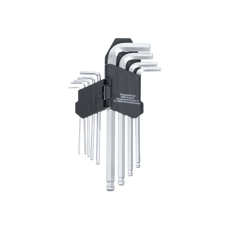 JEU 9 CLES MALES ALLEN, BTR, CHC, 6 PANS TETE SPHERIQUE DE 1.5 A 10mm - 2