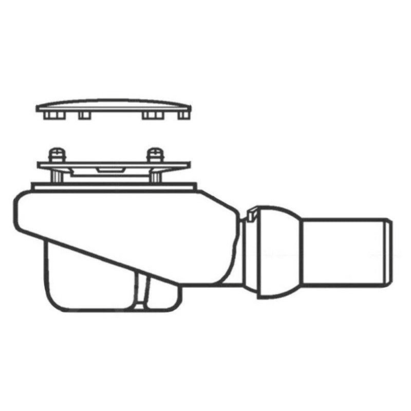Bonde de douche sortie horizontale VILLEROY & BOCH Tempoplex plus 90mm avec cache chromé - 2