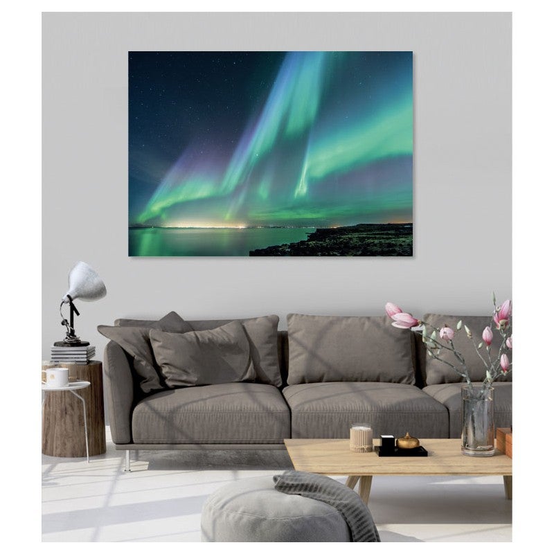 Tableau toile en kit AURORE BORÉALE 180 x 130 cm - Toile textile sans PVC, Made in France par Scenolia - 3