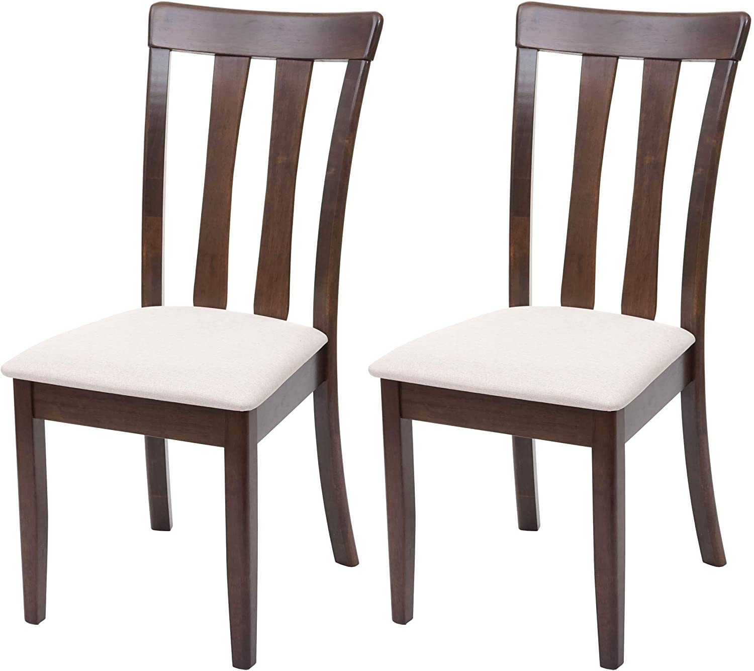 Lot de 2 chaise en bois assise en tissu honorine marron - domaine