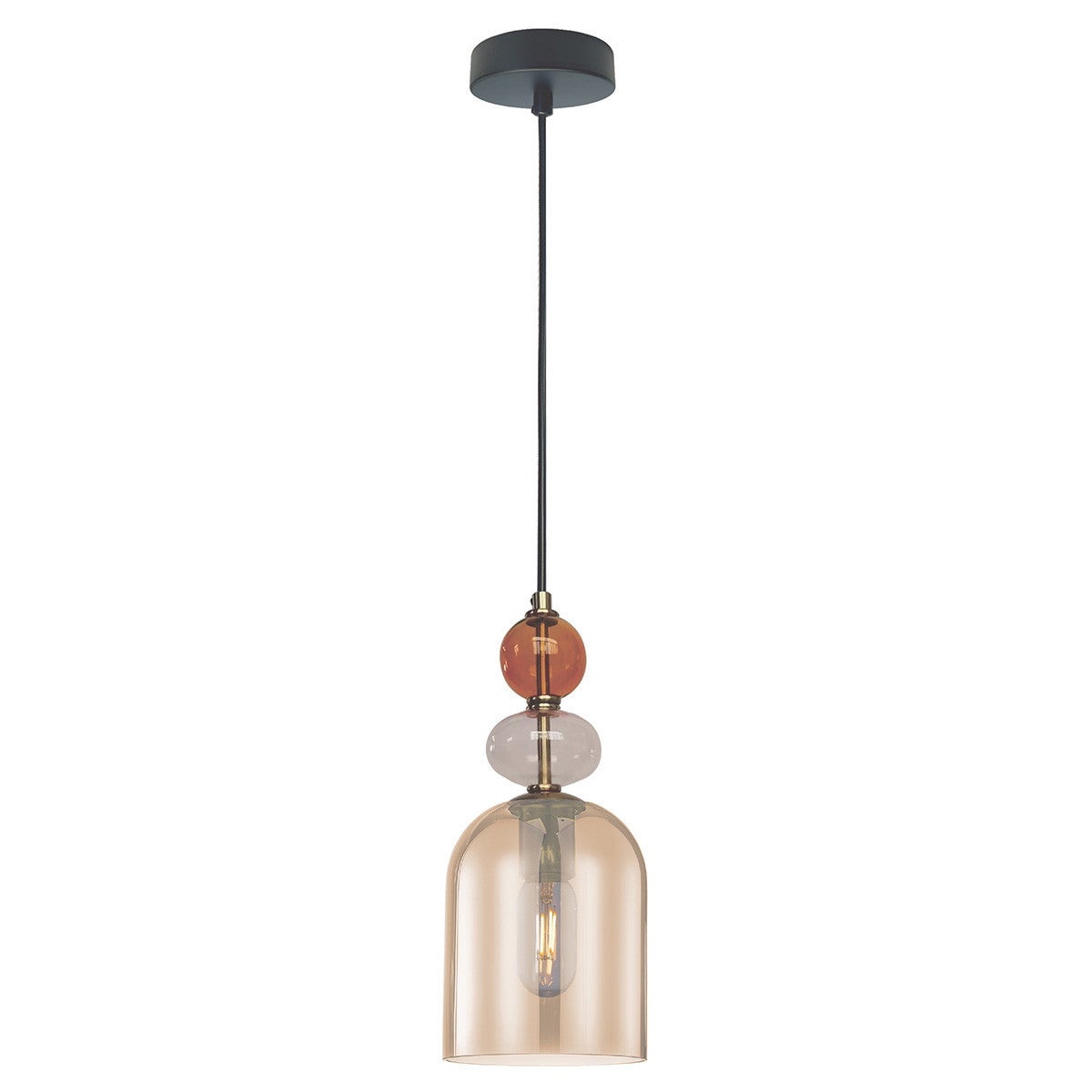 Lampa wisząca TROPEA bursztynowa 1 x E27 x 15W wym: 110 x 13 x 13 cm Light Prestige