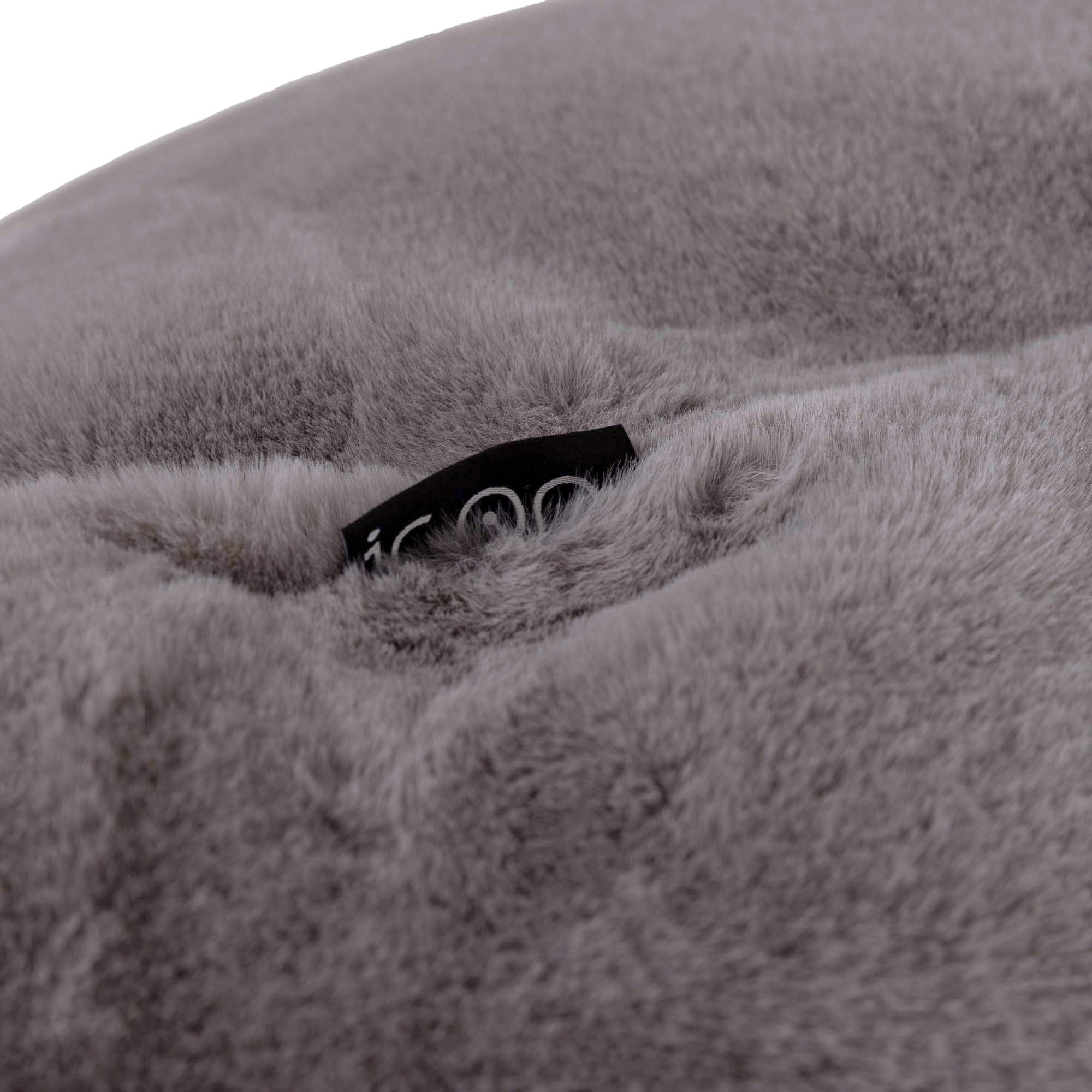Pouf fauteuil Icon imitation fourrure luxueuse de lapin gris clair, salon, chambre, 97x84cm Oeko-Tex® - 6