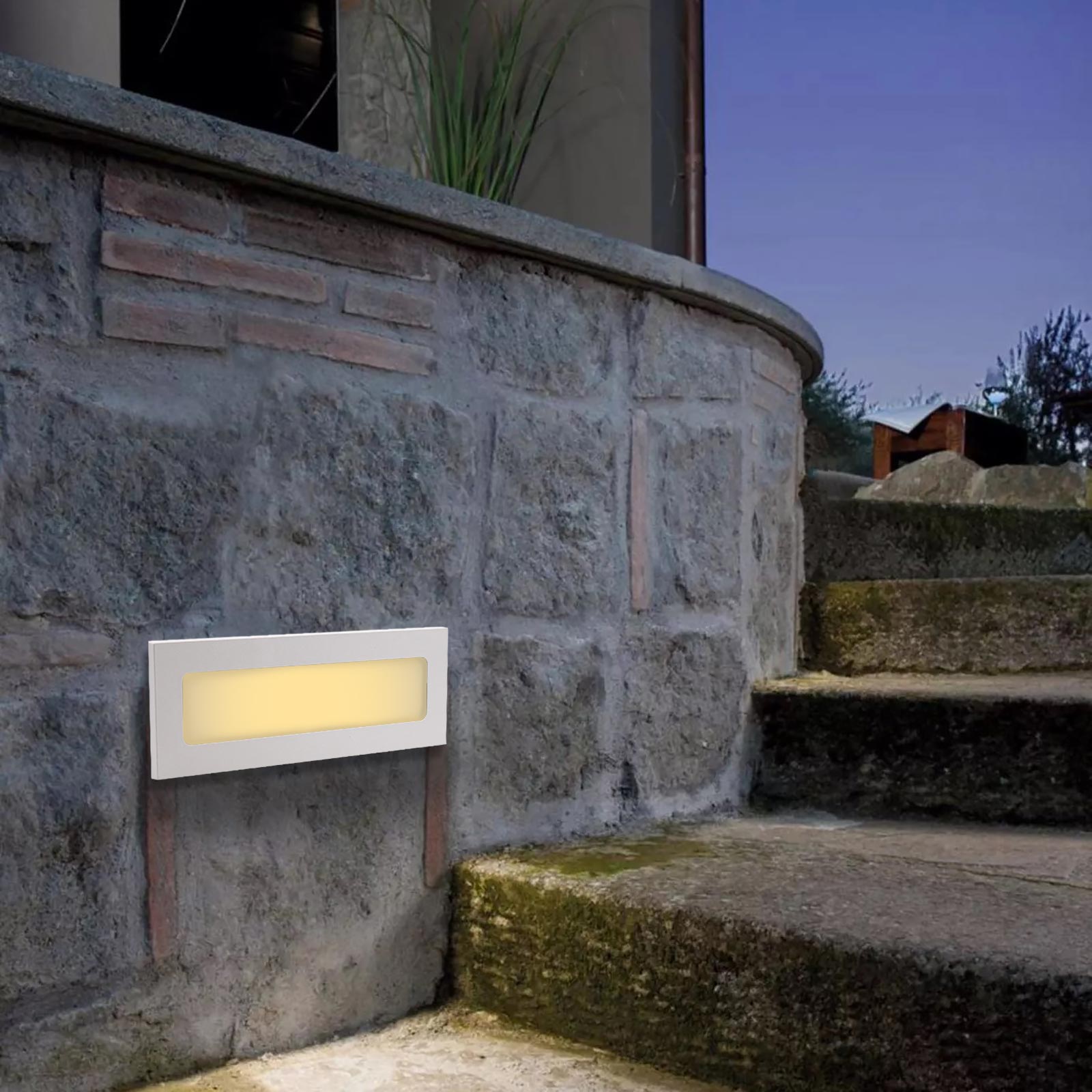 Faretto segnapassi LED 6W CCT incasso rettangolare parete IP65 moderno lampada muro luce viale giardino esterni 230V BIANCO - 2