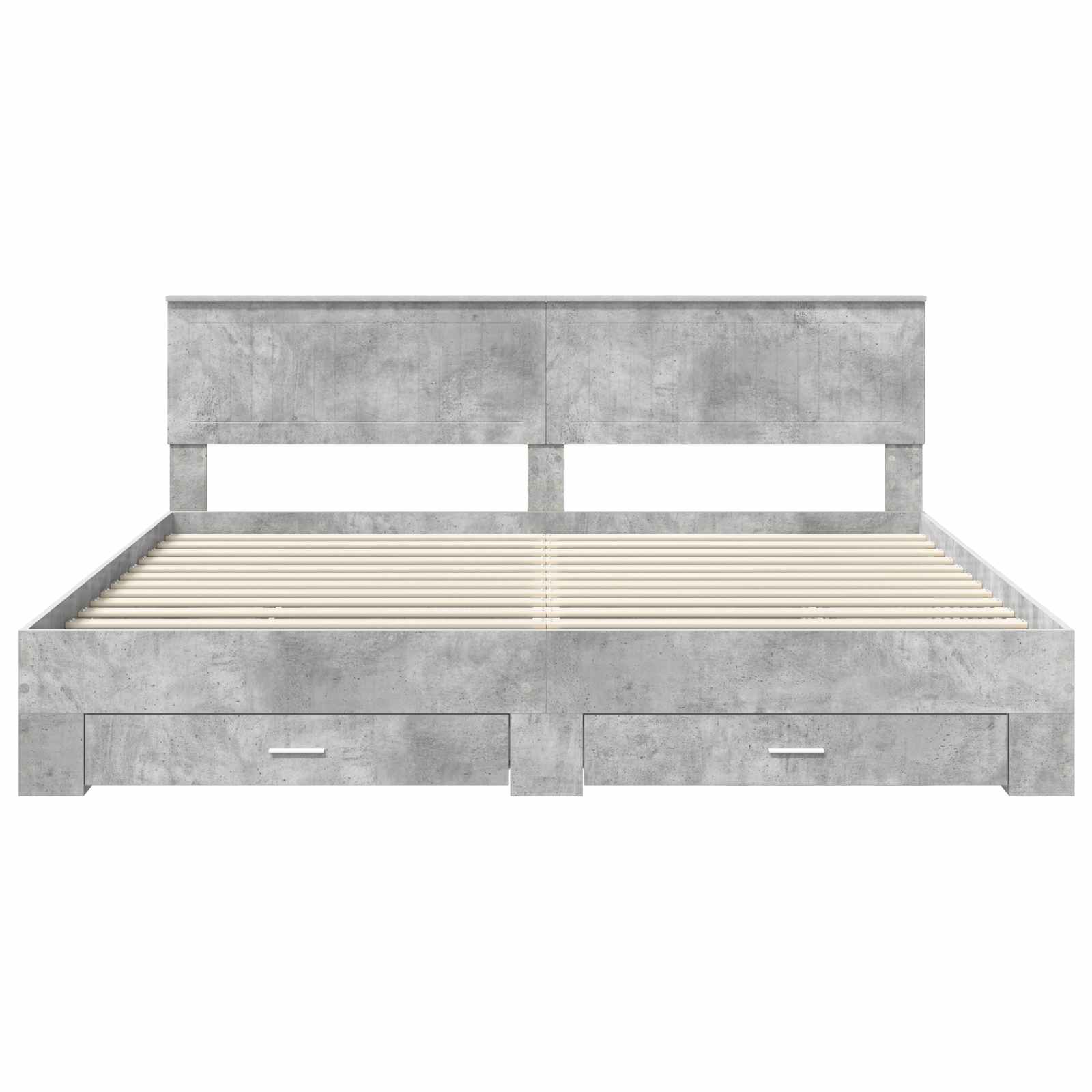 Cadre de lit gris béton 200 x 200 cm panneau de bois - 8