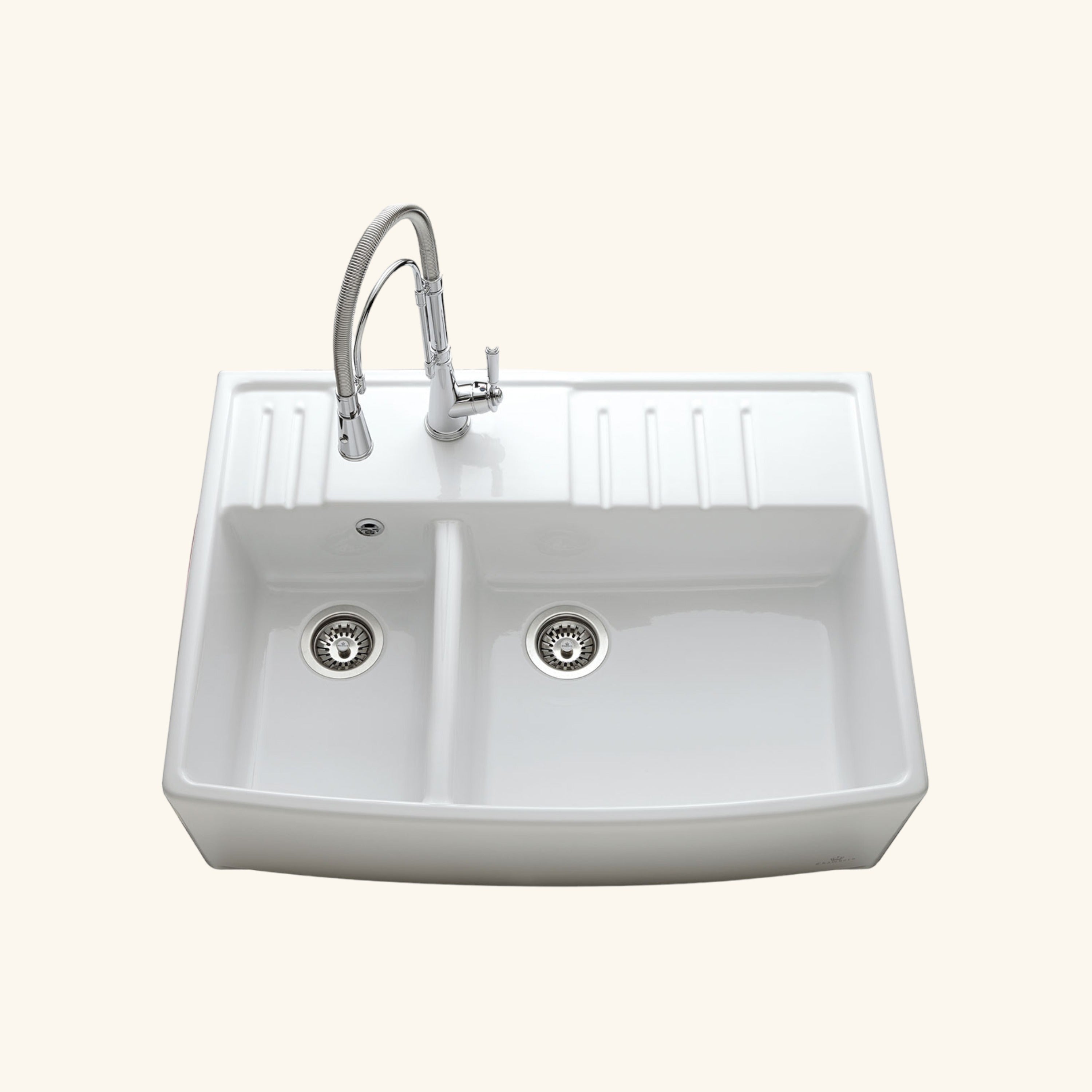 Évier timbre d'office céramique blanc EKIO NEWCO 2 bacs | Leroy Merlin