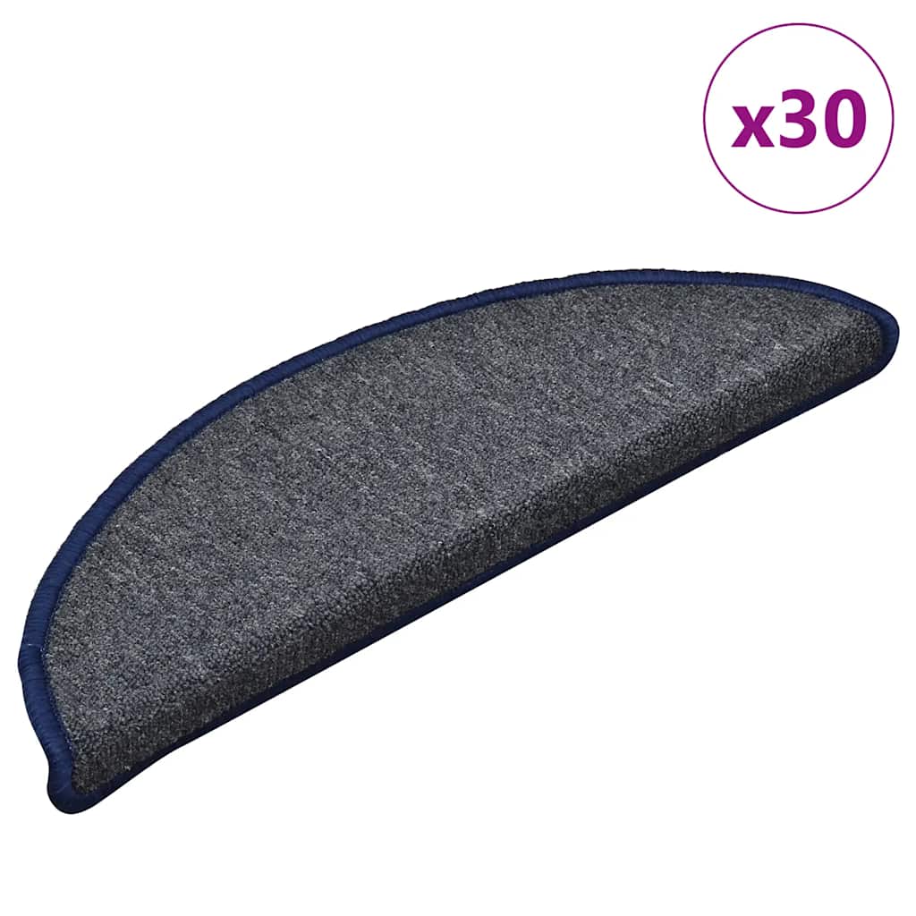 Maty na schody 30 szt. 56x17x3 cm Ciemnoszare i niebieskie półokrągłe vidaXL