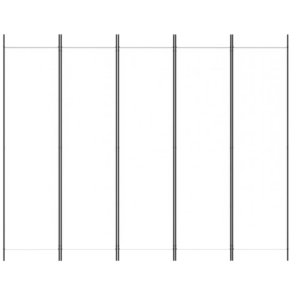 vidaXL Cloison de séparation 5 panneaux Blanc 250x200 cm Tissu - 3