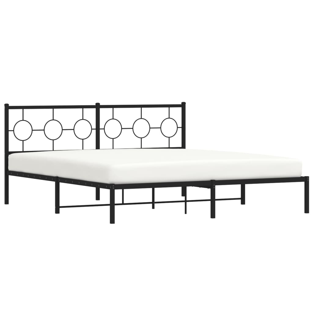 Estructura cama sin colchón con cabecero metal negro 180x200 cm vidaXL - 5