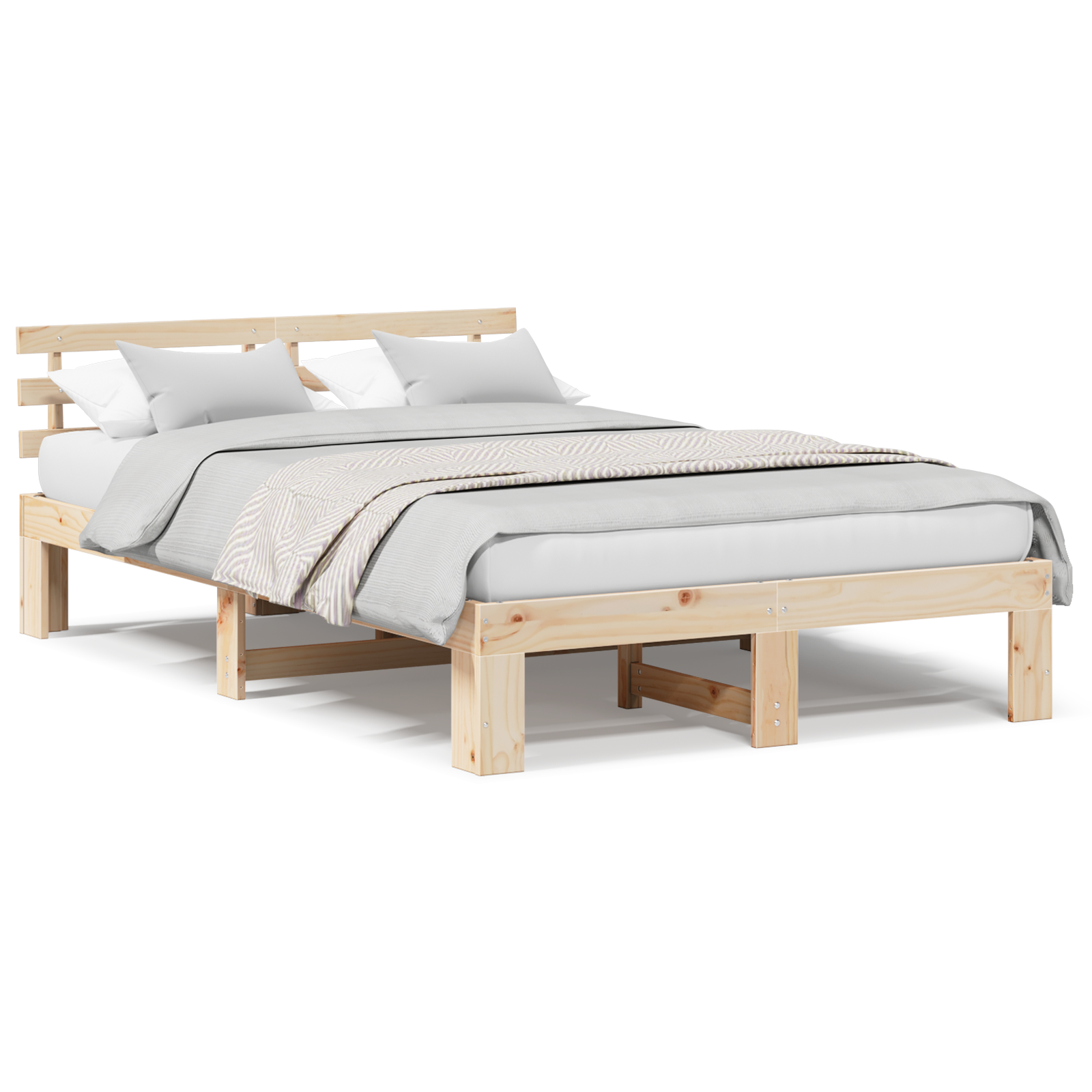 Ramka łóżka Naturalny 120 x 190 cm Lite drewno sosnowe vidaXL
