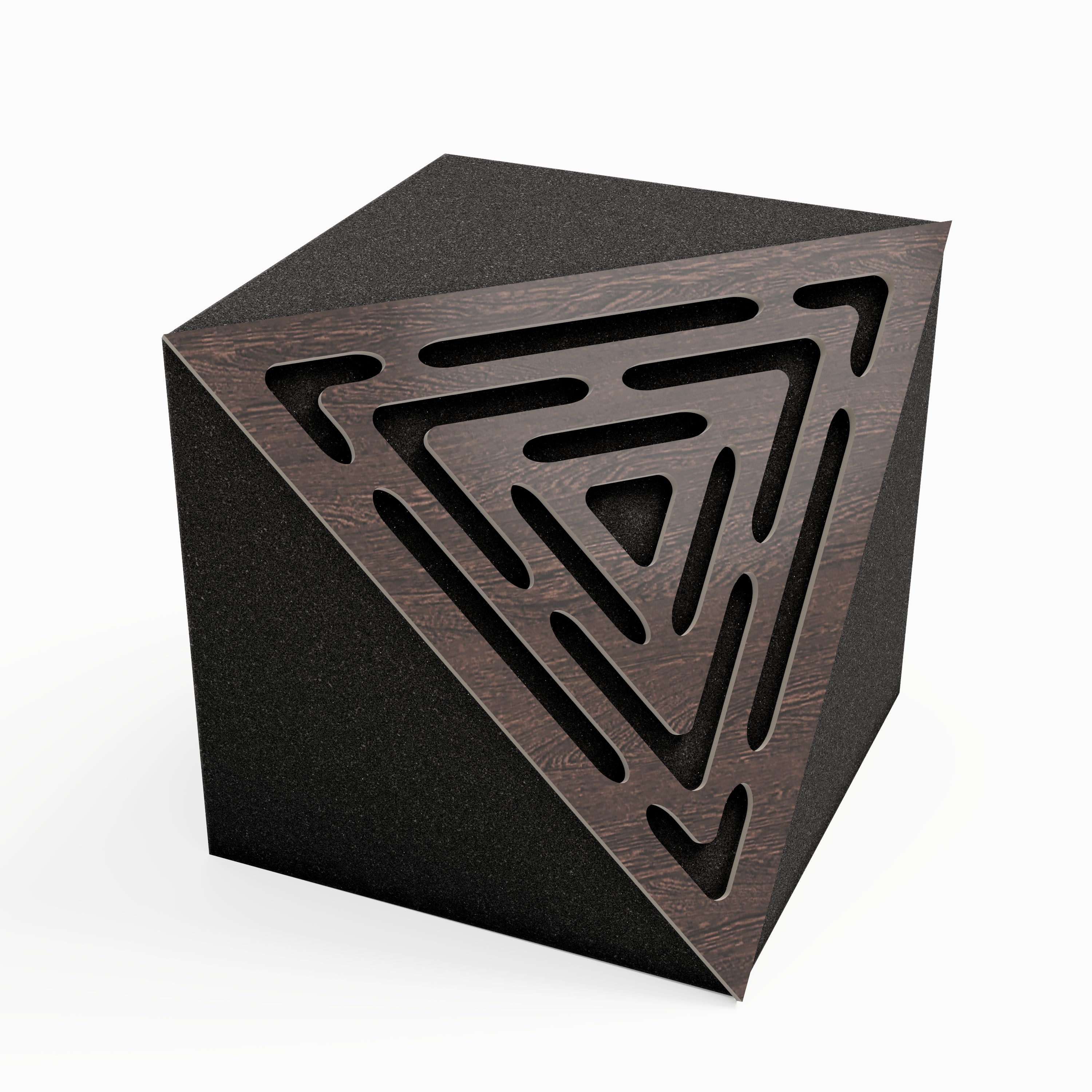 Lot de 2 Pièges à basses d'angle cubiques TRICUB WAVE acoustiques insonorisants - MDF perforé laminé et mousse acoustique - Wengé - 3