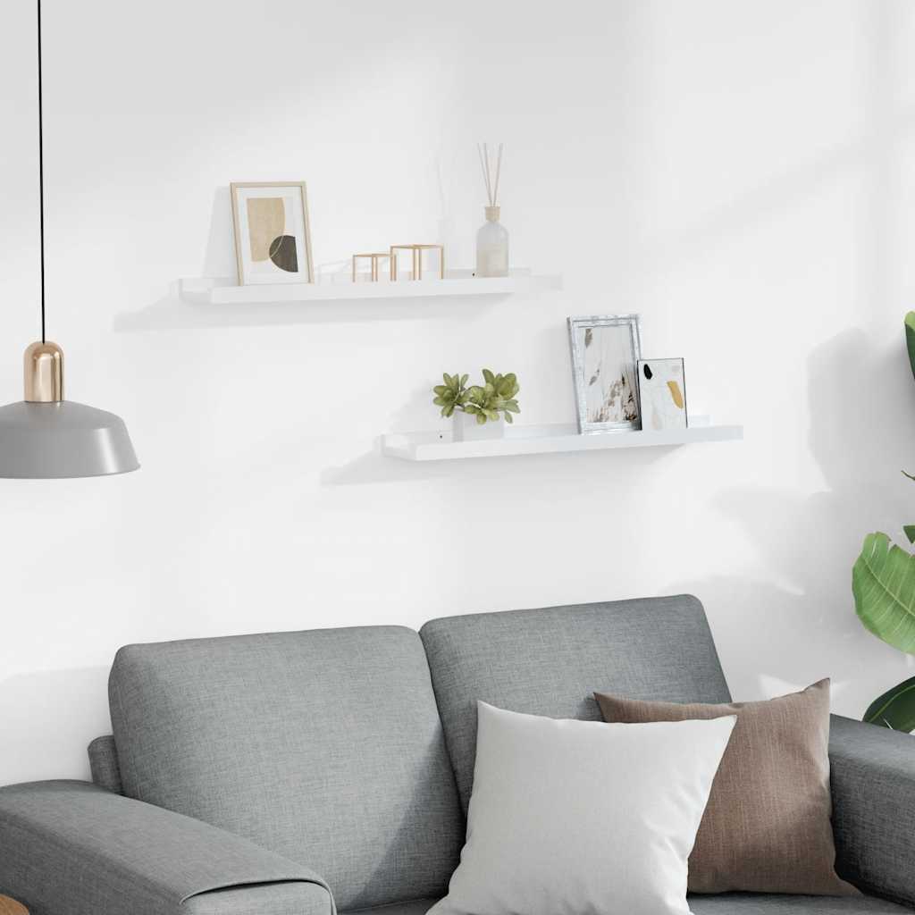 Étagères murales 2 pcs Blanc brillant 60x9x3 cm vidaXL - 4