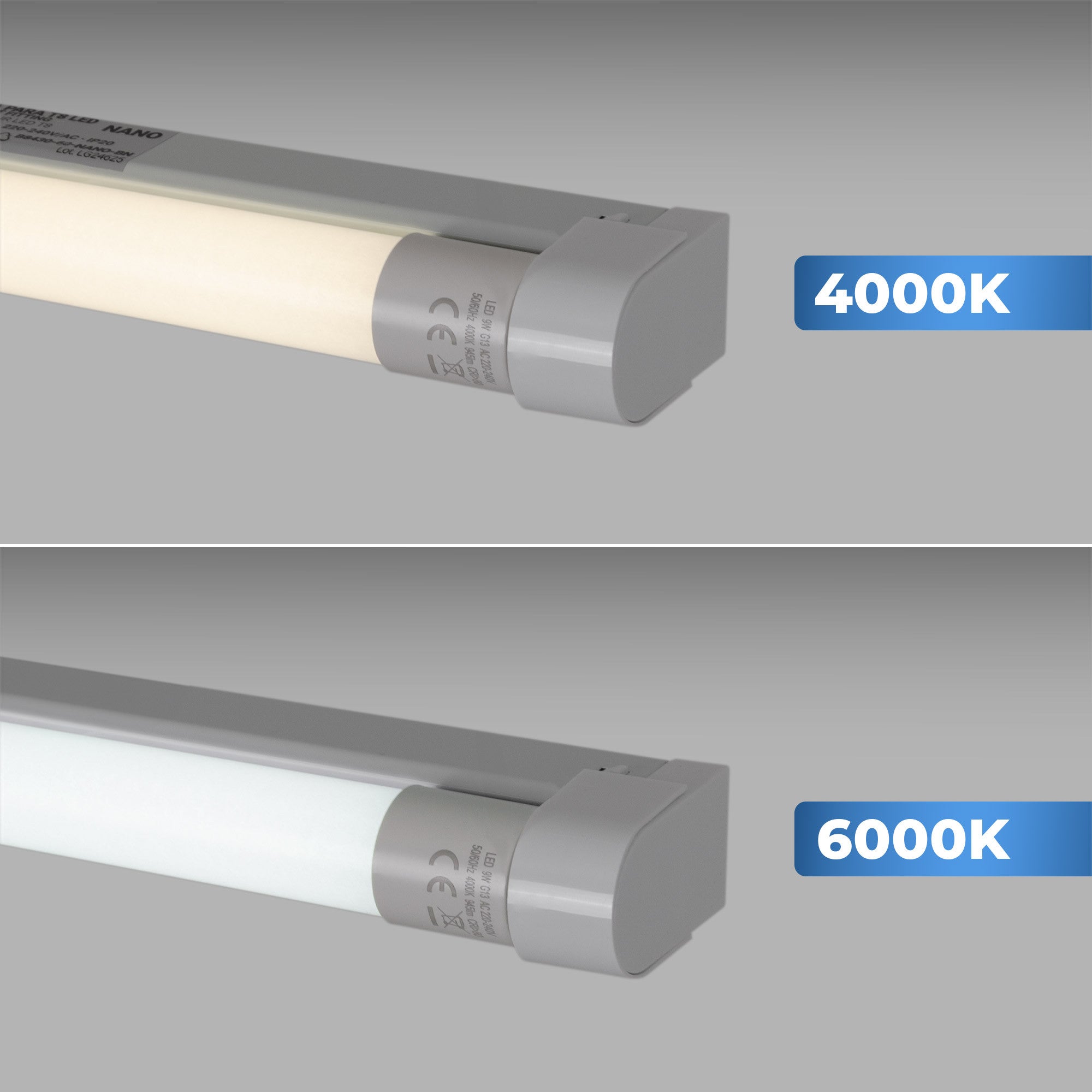 Kit reglette + tubo LED T8 - 9W - 60cm - Bianco Neutro - 2