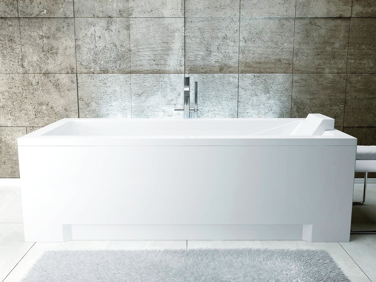 Baignoire rectangulaire de 140 x 70 cm - avec Tablier Blanc et Repose Tête OFFERT - MODERN - 2