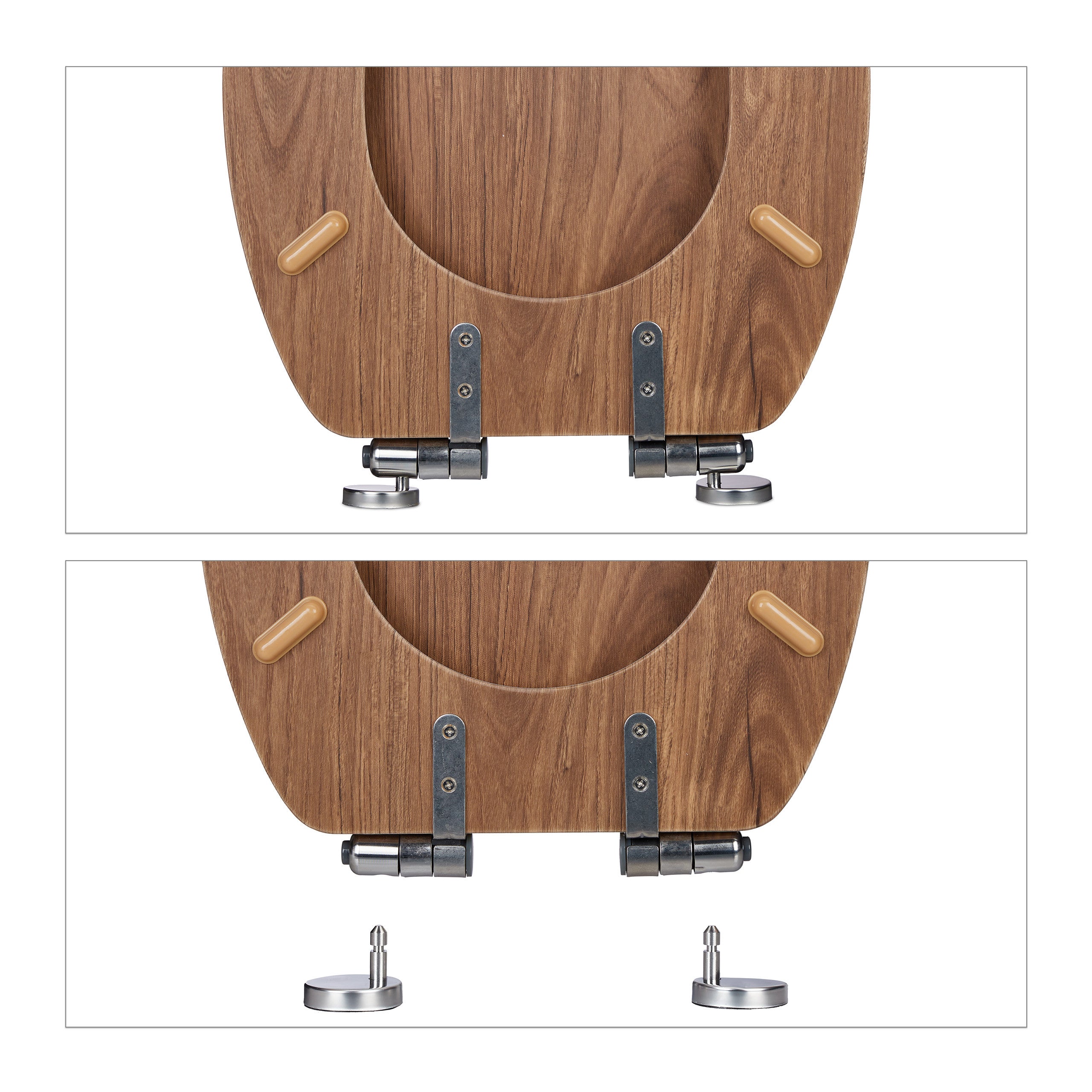 Relaxdays Tapa y Asiento WC, Caída Amortiguada, 37x46 cm, Tapadera Inodoro Ovalada, Quick Release, Efecto Madera, Marrón - 8