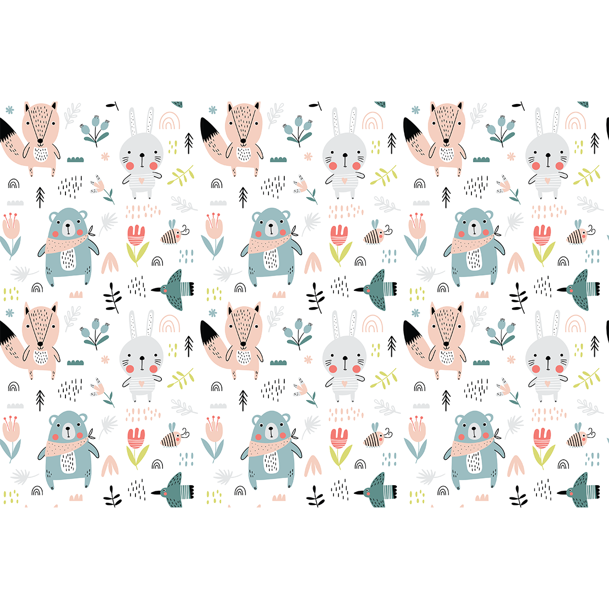 Pegatina muebles para niños animales del bosque - adhesivo de pared - revestimiento sticker mural decorativo - 40x60cm - 2