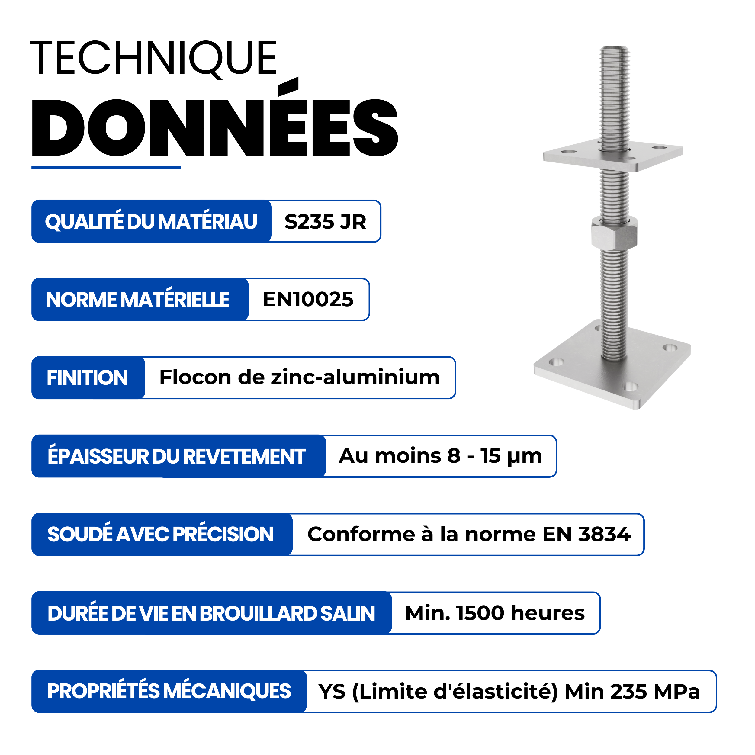 Support de poteau hauteur reglable 70 x 70 mm GEZU IMPEX Galvanoplastie Hauteur Reglable Platine Bois Pied Poteaux Clôture - 4