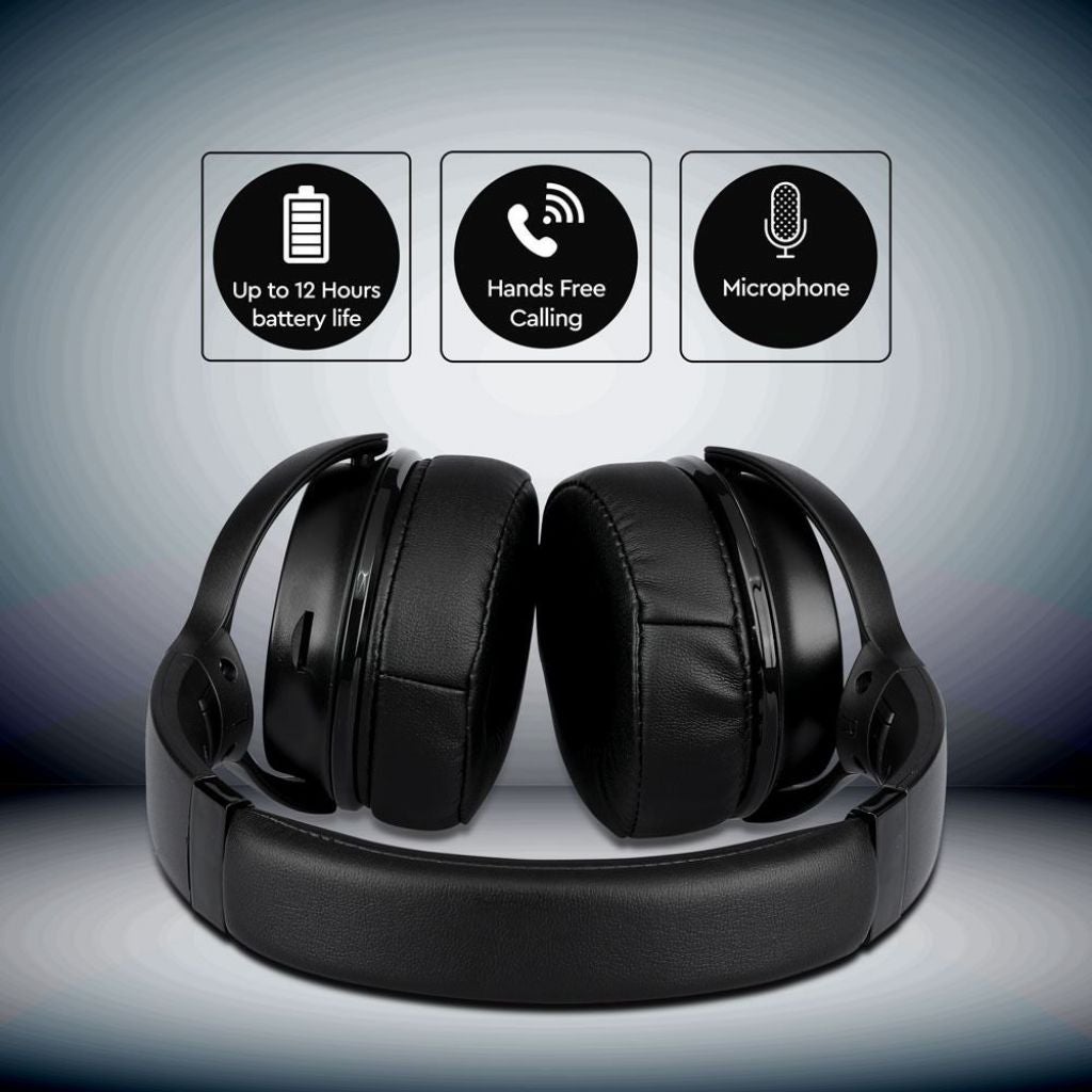 Auscultador sem fios Bluetooth com cabeça rotativa 500mAh Preto com ...