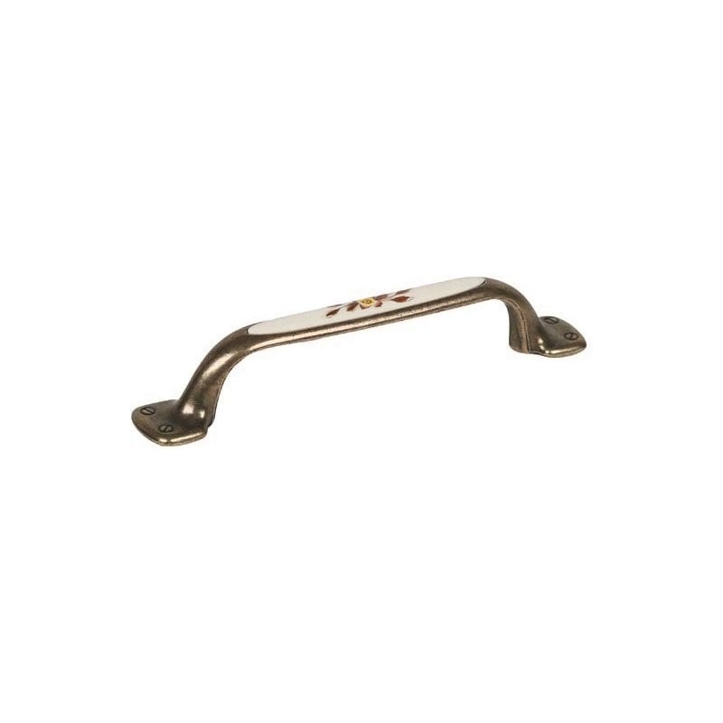 Poignée Vieux Laiton Zamac - Style Rétro - Entraxe 128mm - Pour Meuble & Porte