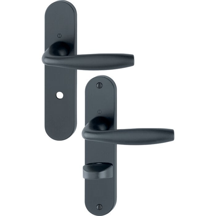 Poignée de porte sur plaque ovale - New York - Hoppe - Noir mat ...