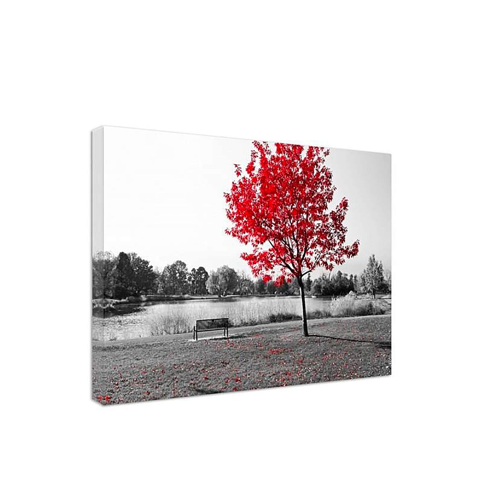 Tableau les feuilles rouges sur un arbre - 40 x 30 cm - 2