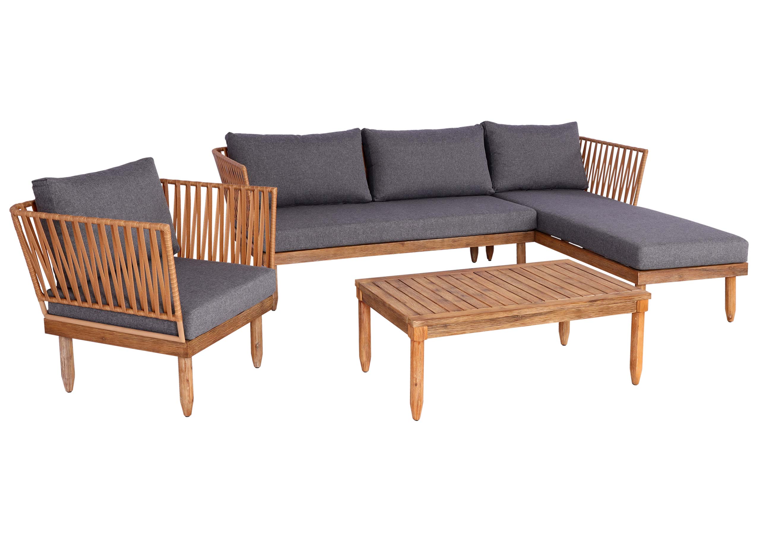 Salon bas de jardin en Tissu Marron 4 personnes | Leroy Merlin