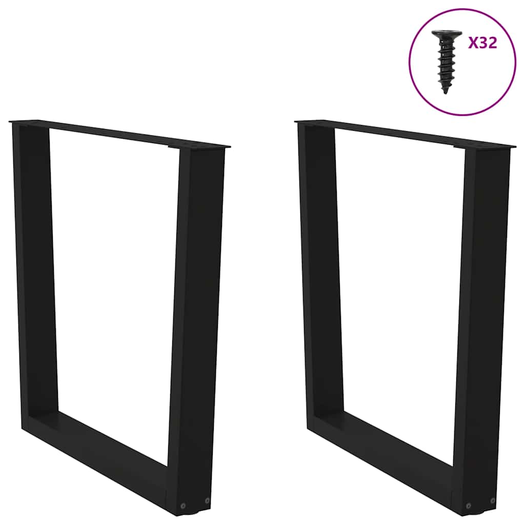 Maison Exclusive - Pieds de table à manger en forme de V 2 pièces Noir 90 x (72-73,3) cm Acier - 3