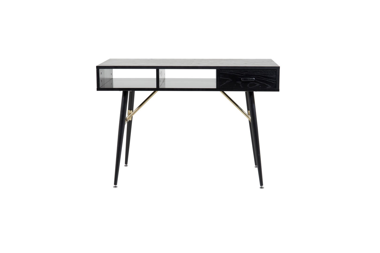 GoldDesk biurko z półka oraz szuflada 110x60 cm czarny.