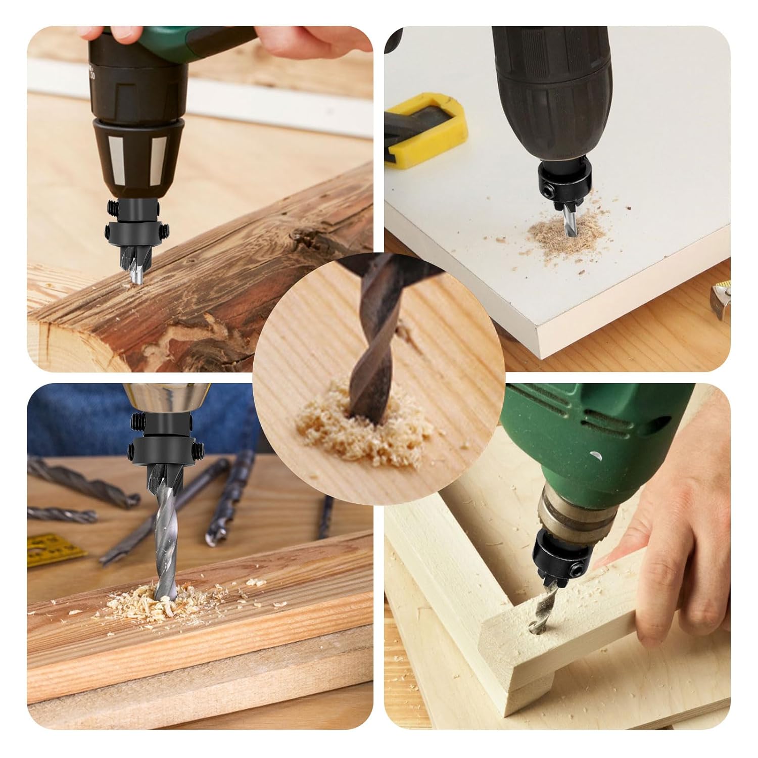 Lot De 6 Forets Coniques Avec Butée De Profondeur - Tige Hex 1/4" Pour Travail Du Bois 2.8 à 4mm
