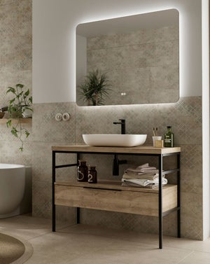 Plateau Comptoir Salle De Bain Acacia Massif 100x60x2,5 Cm - Plan De Vasque Rectangulaire Bord Vivant
