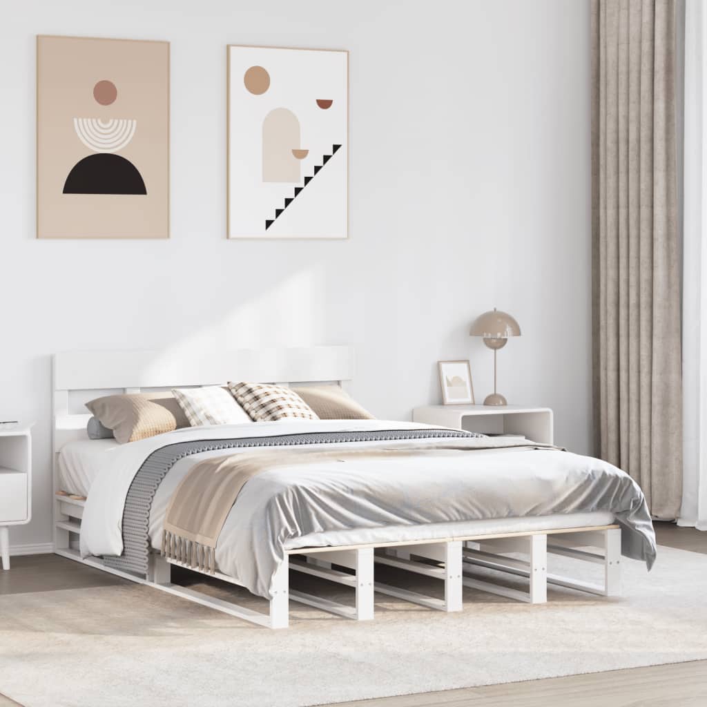 Rama łóżka bez materaca, biała, 120x190 cm, lite drewno sosnowe vidaXL