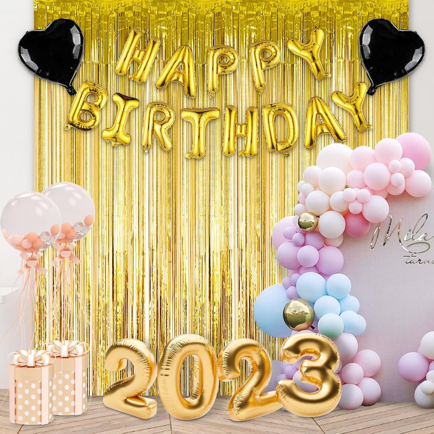 2x1m Metallo Lamina D'oro Frange Tende Fondali Festa di Compleanno Tenda Foil Tinsel Matrimonio Decorazioni per feste di addio al nubilato  15