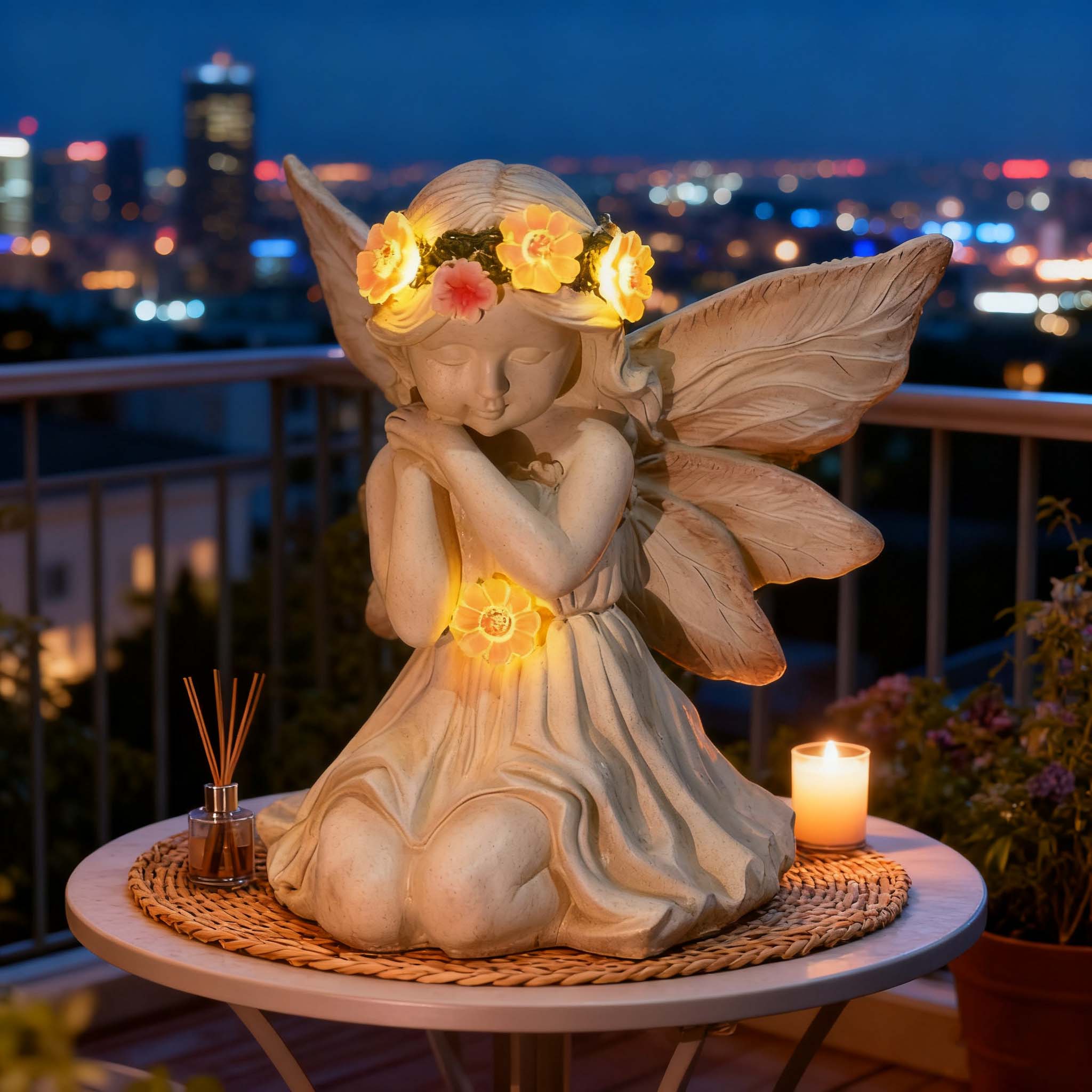 HICARER Statua Elefante Con Luci Solari E Annaffiatoio LED Per Giardino, Decorazione Esterna Impermeabile Per Terrazzo E Balcone
