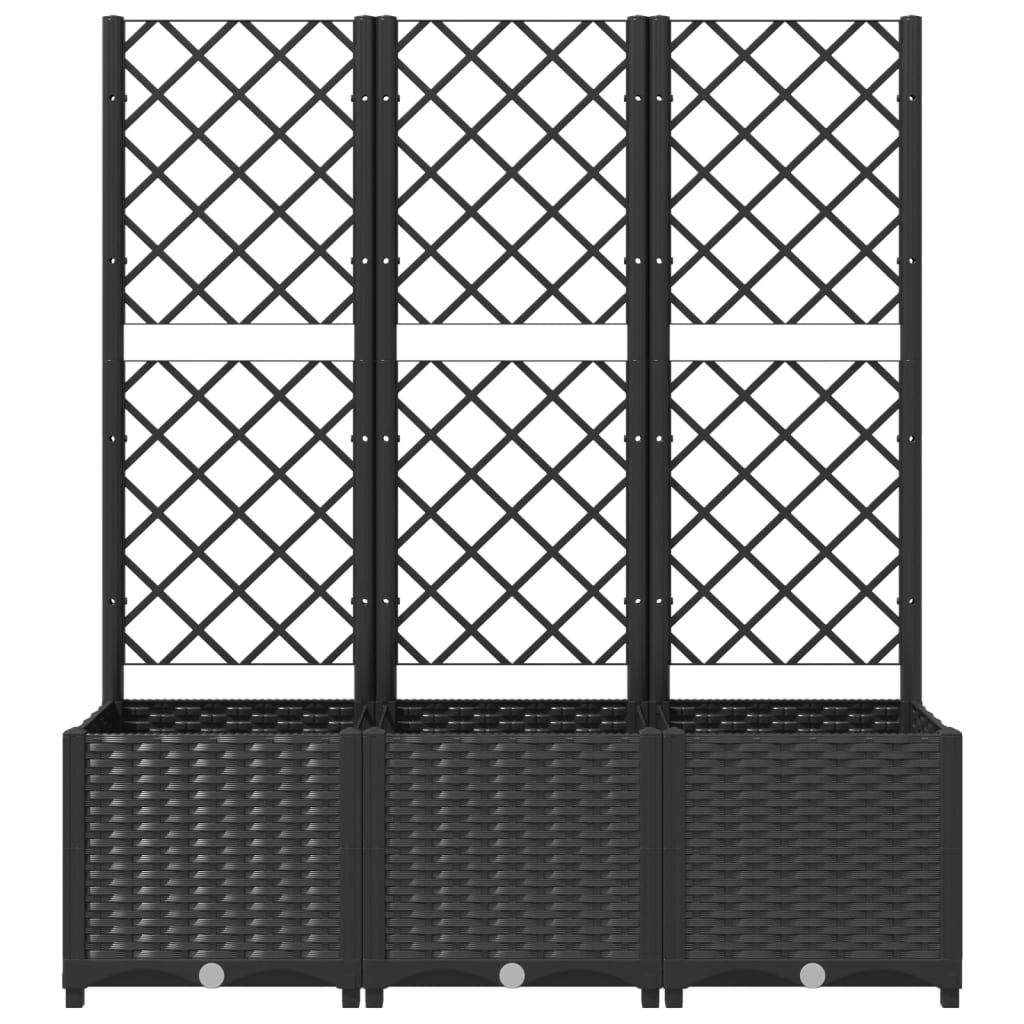 Jardinière avec treillis Noir 120x40x136 cm PP vidaXL - 4